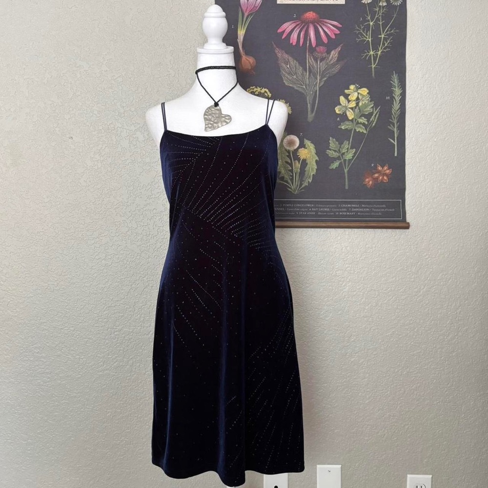 Byer Too! Women's Navy Black Velvet Mini Dress